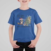 Christmas Hanukkah Racoon T Shirt For Kid Funny Its Fine I Am Fine Everything Is Fine - Wonder Print Shop