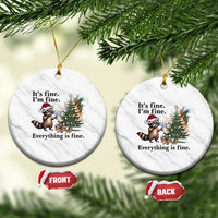 Christmas Hanukkah Racoon Ceramic Ornament Funny Its Fine I Am Fine Everything Is Fine - Wonder Print Shop