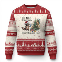 Xmas Hanukkah Racoon Ugly Christmas Sweater Funny Its Fine I Am Fine Everything Is Fine - Wonder Print Shop