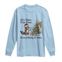 Christmas Hanukkah Racoon Long Sleeve Shirt Funny Its Fine I Am Fine Everything Is Fine - Wonder Print Shop