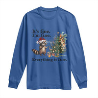 Christmas Hanukkah Racoon Long Sleeve Shirt Funny Its Fine I Am Fine Everything Is Fine - Wonder Print Shop