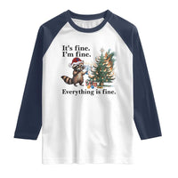 Christmas Hanukkah Racoon Raglan Shirt Funny Its Fine I Am Fine Everything Is Fine - Wonder Print Shop