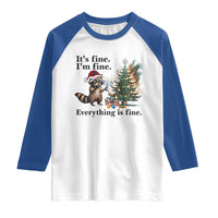 Christmas Hanukkah Racoon Raglan Shirt Funny Its Fine I Am Fine Everything Is Fine - Wonder Print Shop