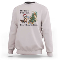 Christmas Hanukkah Racoon Sweatshirt Funny Its Fine I Am Fine Everything Is Fine - Wonder Print Shop