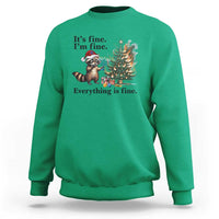 Christmas Hanukkah Racoon Sweatshirt Funny Its Fine I Am Fine Everything Is Fine - Wonder Print Shop