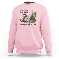 Christmas Hanukkah Racoon Sweatshirt Funny Its Fine I Am Fine Everything Is Fine - Wonder Print Shop