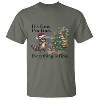 Christmas Hanukkah Racoon T Shirt Funny Its Fine I Am Fine Everything Is Fine - Wonder Print Shop