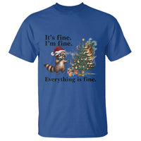 Christmas Hanukkah Racoon T Shirt Funny Its Fine I Am Fine Everything Is Fine - Wonder Print Shop