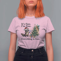 Christmas Hanukkah Racoon T Shirt For Women Funny Its Fine I Am Fine Everything Is Fine - Wonder Print Shop
