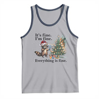 Christmas Hanukkah Racoon Tank Top Funny Its Fine I Am Fine Everything Is Fine - Wonder Print Shop