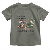 Christmas Hanukkah Racoon Toddler T Shirt Funny Its Fine I Am Fine Everything Is Fine - Wonder Print Shop