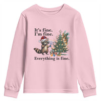Christmas Hanukkah Racoon Youth Sweatshirt Funny Its Fine I Am Fine Everything Is Fine - Wonder Print Shop