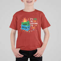 Dumpster Fire Christmas T Shirt For Kid Funny It's Fine I'm Fine Everything Is Fine - Wonder Print Shop
