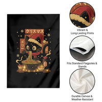 Funny Christmas Cat Ramen Garden Flag Xmas Japanese Kawaii Anime Cat - Wonder Print Shop