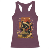 Funny Christmas Cat Ramen Racerback Tank Top Xmas Japanese Kawaii Anime Cat - Wonder Print Shop