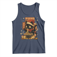 Funny Christmas Cat Ramen Tank Top Xmas Japanese Kawaii Anime Cat - Wonder Print Shop