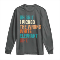 Oh Shit I Picked The Wrong White Elephant Gift Long Sleeve Shirt Funny Retro Christmas Gift Exchange - Wonder Print Shop
