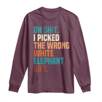 Oh Shit I Picked The Wrong White Elephant Gift Long Sleeve Shirt Funny Retro Christmas Gift Exchange - Wonder Print Shop