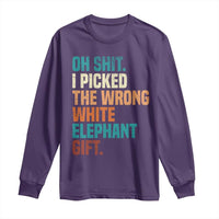 Oh Shit I Picked The Wrong White Elephant Gift Long Sleeve Shirt Funny Retro Christmas Gift Exchange - Wonder Print Shop