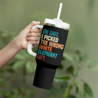Oh Shit I Picked The Wrong White Elephant Gift Tumbler With Handle Funny Retro Christmas Gift Exchange - Wonder Print Shop