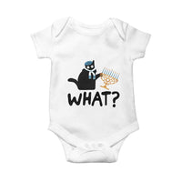 Funny What Hanukkah Black Cat Baby Onesie