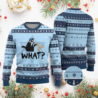 Funny What Chanukah Black Cat Hanukkah Ugly Sweater - Wonder Print Shop