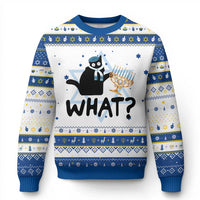 Funny What Chanukah Black Cat Hanukkah Ugly Sweater - Wonder Print Shop