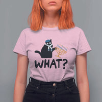 Funny What Hanukkah Black Cat T Shirt For Women - Wonder Print Shop