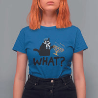 Funny What Hanukkah Black Cat T Shirt For Women - Wonder Print Shop