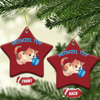 Funny Hanukkah Cats Christmas Ornament Meowzel Tov Dreidels Chanukah Jewish Festival - Wonder Print Shop