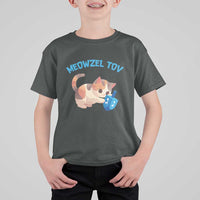Funny Hanukkah Cats T Shirt For Kid Meowzel Tov Dreidels Chanukah Jewish Festival - Wonder Print Shop
