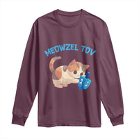Funny Hanukkah Cats Long Sleeve Shirt Meowzel Tov Dreidels Chanukah Jewish Festival