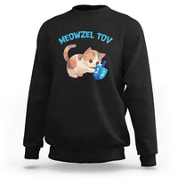 Funny Hanukkah Cats Sweatshirt Meowzel Tov Dreidels Chanukah Jewish Festival - Wonder Print Shop
