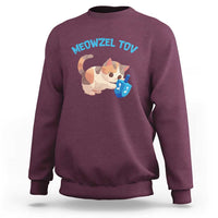 Funny Hanukkah Cats Sweatshirt Meowzel Tov Dreidels Chanukah Jewish Festival - Wonder Print Shop