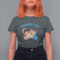 Funny Hanukkah Cats T Shirt For Women Meowzel Tov Dreidels Chanukah Jewish Festival - Wonder Print Shop