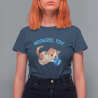 Funny Hanukkah Cats T Shirt For Women Meowzel Tov Dreidels Chanukah Jewish Festival - Wonder Print Shop