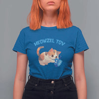 Funny Hanukkah Cats T Shirt For Women Meowzel Tov Dreidels Chanukah Jewish Festival - Wonder Print Shop