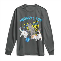 Funny Hanukkah Cats Long Sleeve Shirt Meowzel Tov Dreidels Menorah Chanukah Jewish Festival