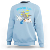 Funny Hanukkah Cats Sweatshirt Meowzel Tov Dreidels Menorah Chanukah Jewish Festival - Wonder Print Shop