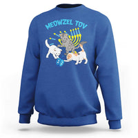 Funny Hanukkah Cats Sweatshirt Meowzel Tov Dreidels Menorah Chanukah Jewish Festival - Wonder Print Shop