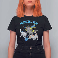 Funny Hanukkah Cats T Shirt For Women Meowzel Tov Dreidels Menorah Chanukah Jewish Festival - Wonder Print Shop