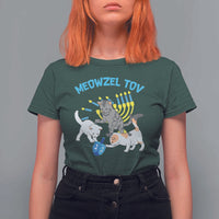 Funny Hanukkah Cats T Shirt For Women Meowzel Tov Dreidels Menorah Chanukah Jewish Festival - Wonder Print Shop