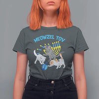 Funny Hanukkah Cats T Shirt For Women Meowzel Tov Dreidels Menorah Chanukah Jewish Festival - Wonder Print Shop