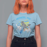 Funny Hanukkah Cats T Shirt For Women Meowzel Tov Dreidels Menorah Chanukah Jewish Festival - Wonder Print Shop