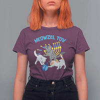 Funny Hanukkah Cats T Shirt For Women Meowzel Tov Dreidels Menorah Chanukah Jewish Festival - Wonder Print Shop