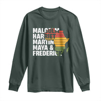 Black History Leaders Long Sleeve Shirt Malcolm Harriet Martin Maya Frederick Africa Map