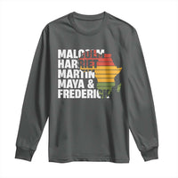 Black History Leaders Long Sleeve Shirt Malcolm Harriet Martin Maya Frederick Africa Map