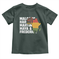 Black History Leaders Toddler T Shirt Malcolm Harriet Martin Maya Frederick Africa Map