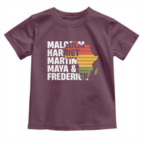 Black History Leaders Toddler T Shirt Malcolm Harriet Martin Maya Frederick Africa Map