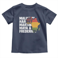 Black History Leaders Toddler T Shirt Malcolm Harriet Martin Maya Frederick Africa Map